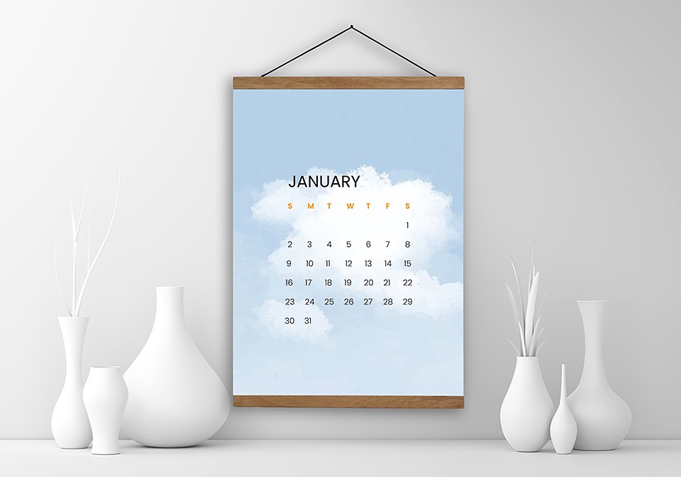 우드 행잉 캘린더